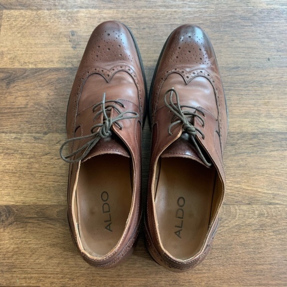 Aldo Brown Leather Oxfords - 13 - Picture 5 of 7